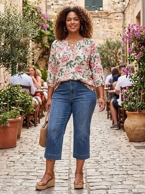 Talbots Wide Leg Crop Mid Blue Women’s Petite Jeans Size 18WP